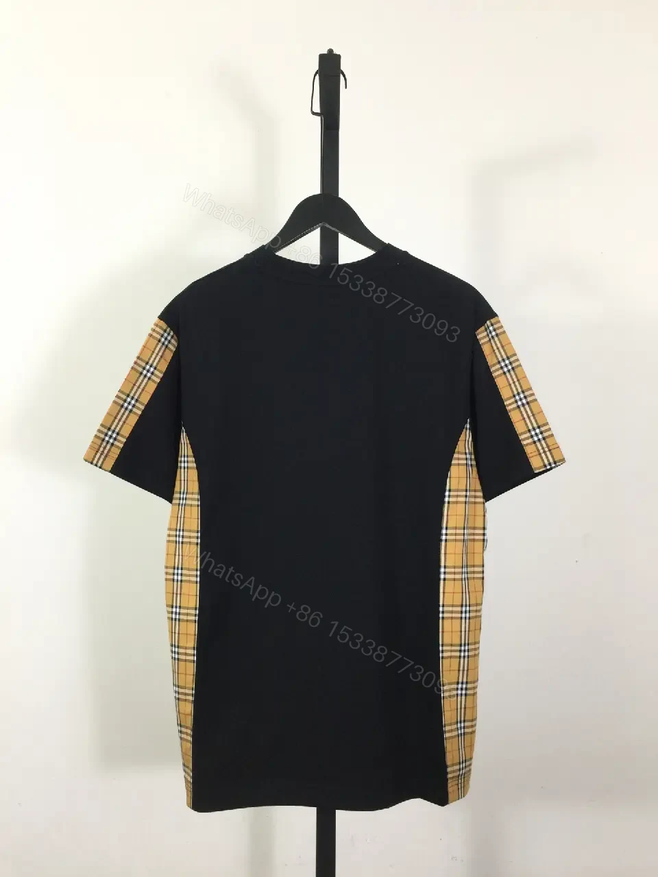 View 5 of Bold Contrast Plaid Panels Tee | Cotton Knit Modern Minimalist Essentials