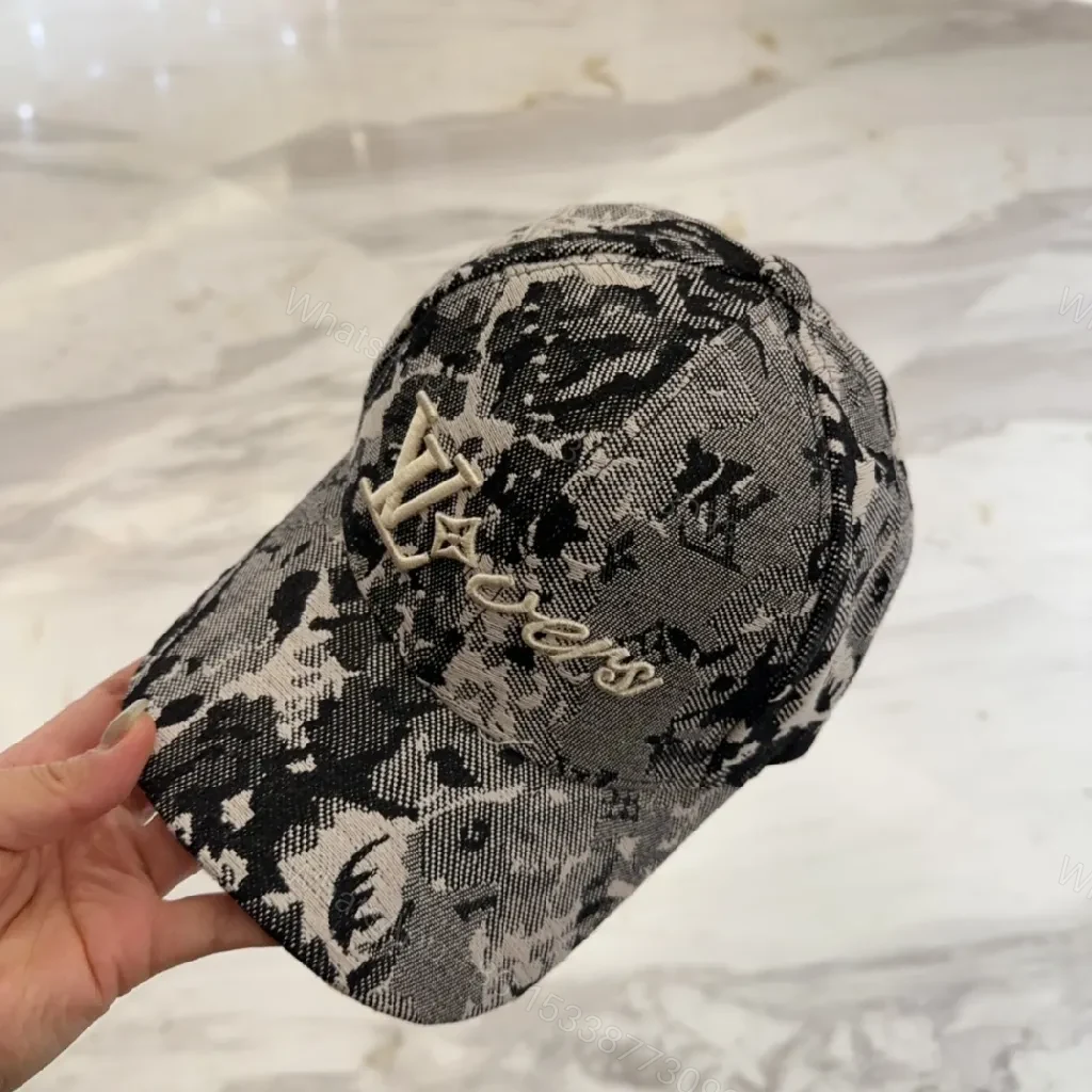 View 4 of Black & White Camouflage Cap with Metallic Emblem (Unisex)
