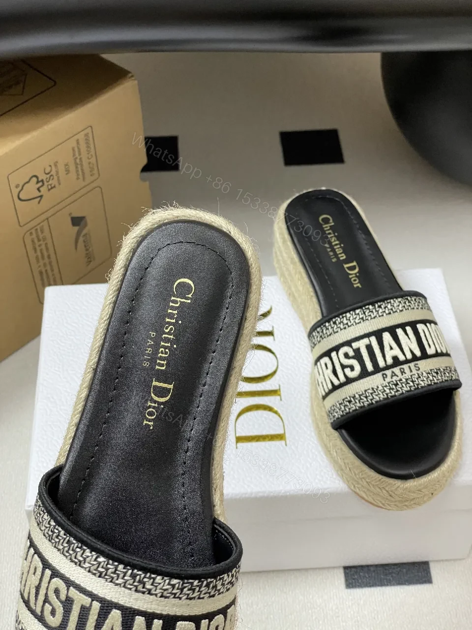 View 5 of Bold Logo-Strap Espadrille Platform Slides