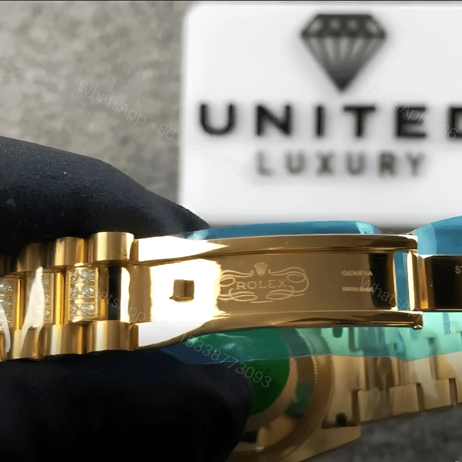 View 3 of Rolex Datejust 116625 Yellow Gold Diamond Dial Iced Out Replica