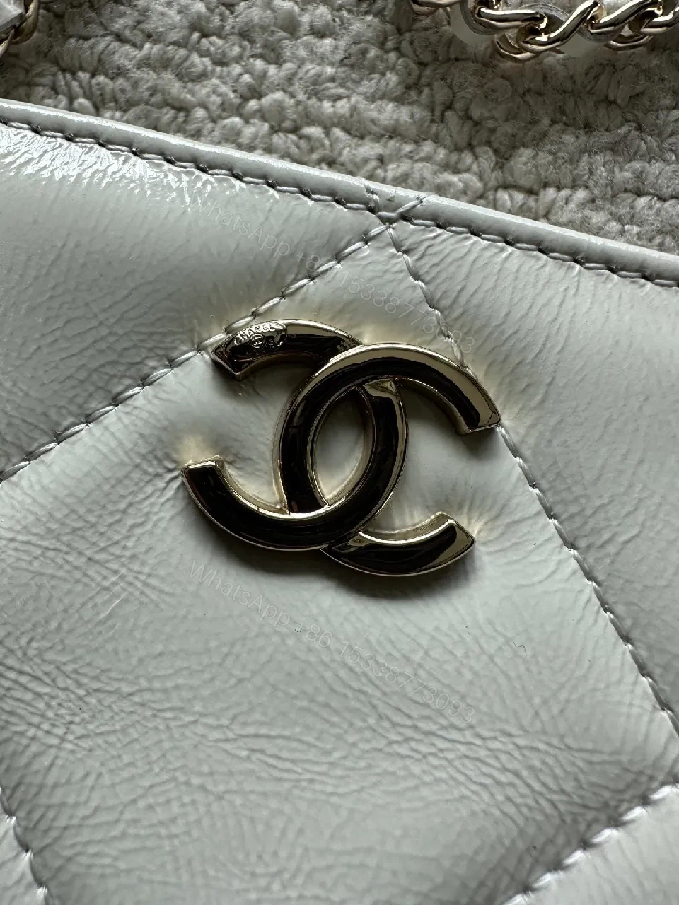 View 2 of Quilted White Leather Mini Crossbody with Silver Hardware