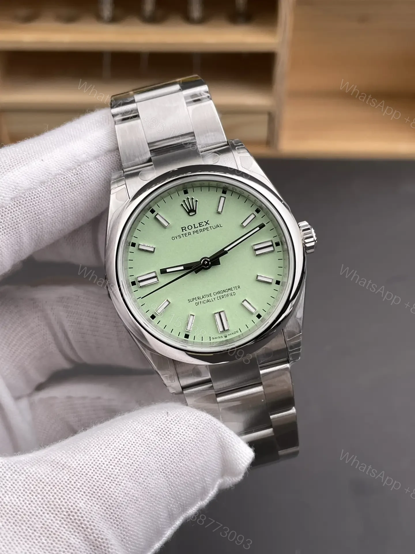 View 2 of Rolex Oyster Perpetual 36 Stainless Steel Pistachio 126000-0011
