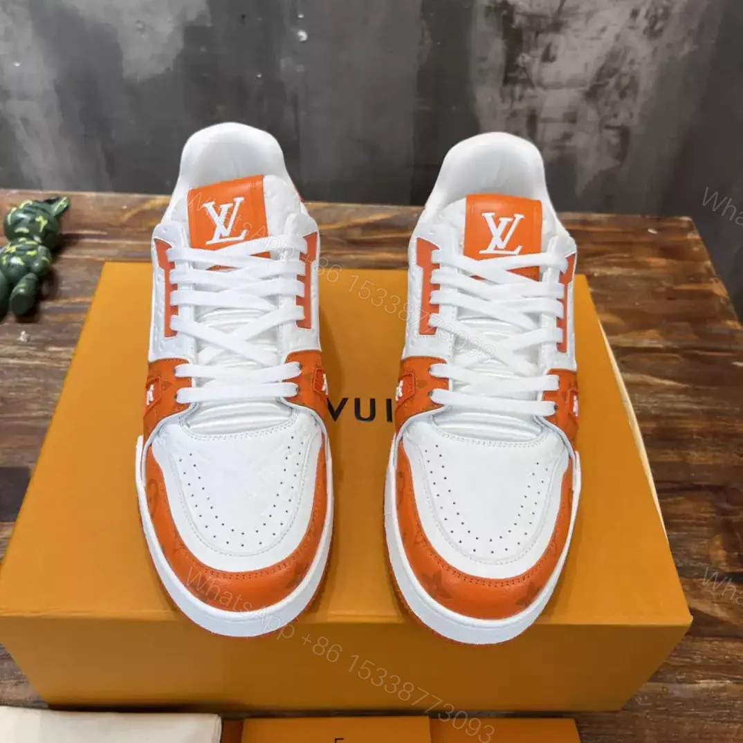 View 7 of LOUIS VUITTON TRAINE SNEAKERS IN WHITE AND ORANGE – LSVT386