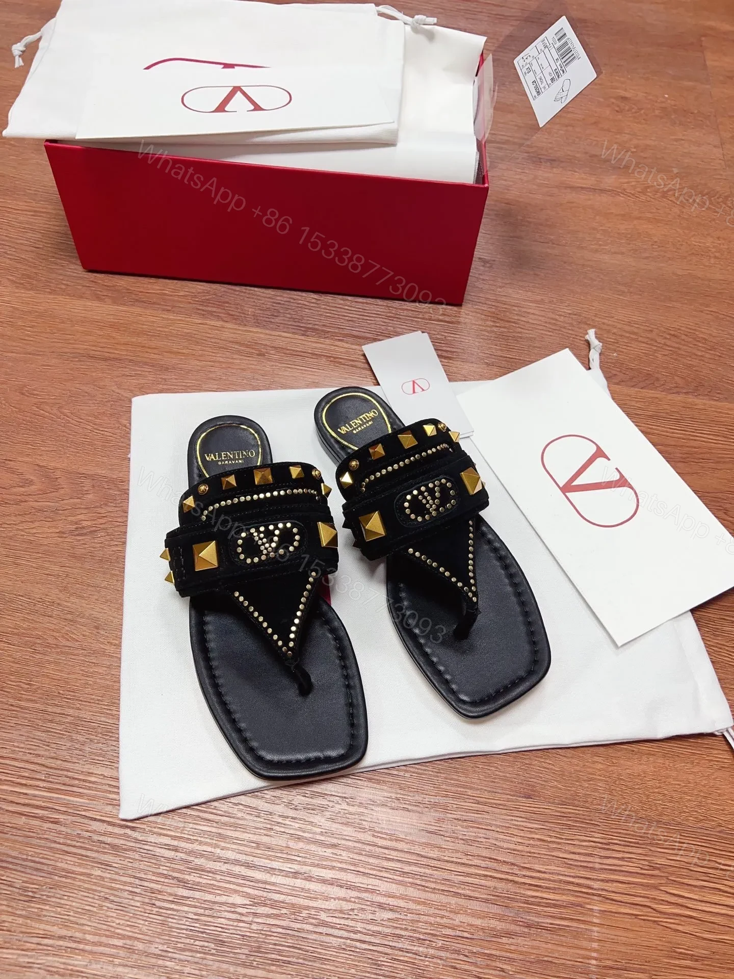 View 6 of Valentino Women Black Suede Studded Sandals