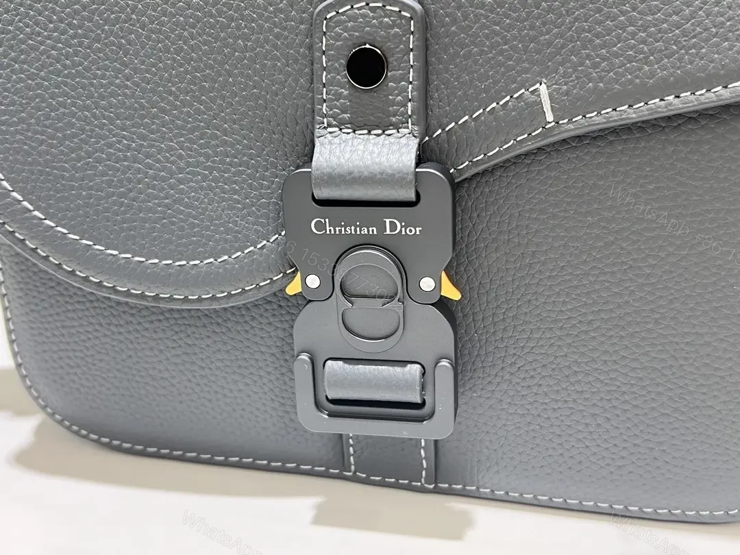 View 2 of Gray Leather Crossbody: Compact Luxury with Signature Clasp