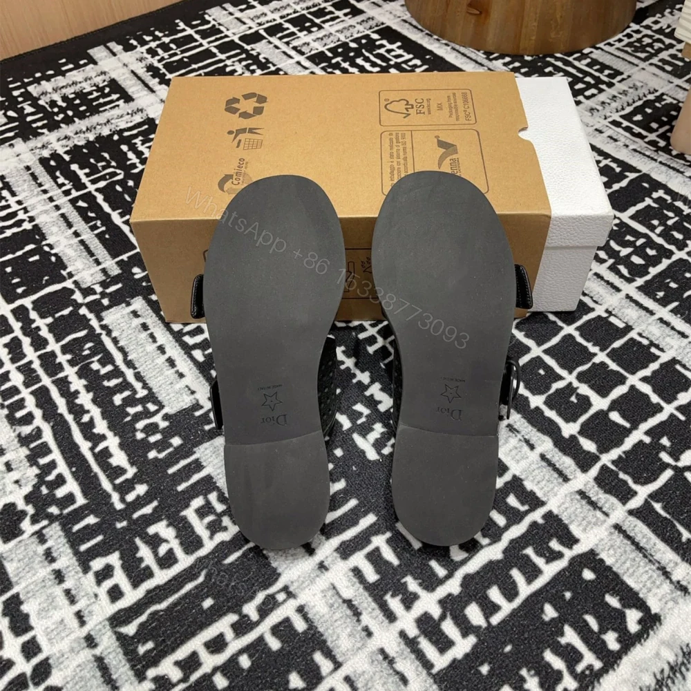 View 9 of 高仿Dior*D-Avenue系列KCO195圓頭塔扣一字拖鞋黑色免檢版