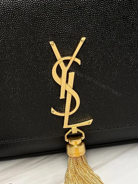 View 6 of Chic Black Leather Crossbody with Gold Logo