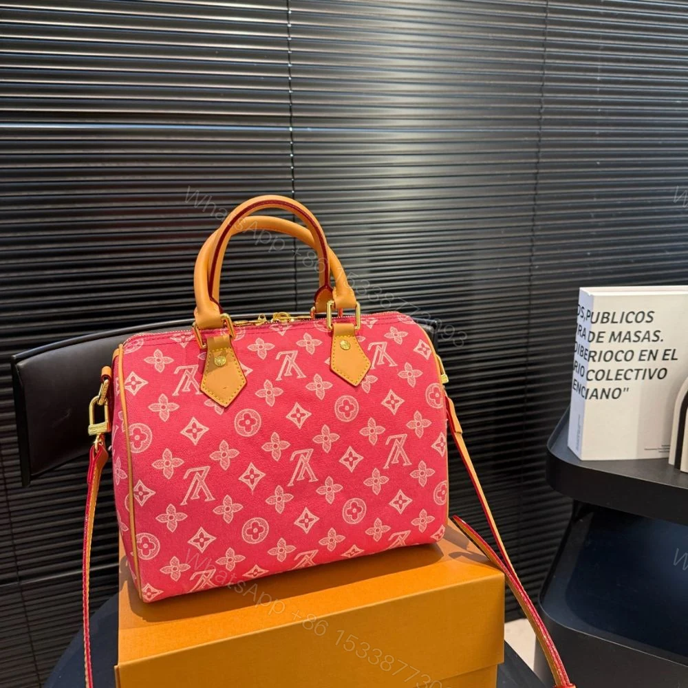 View 5 of Louis Vuitton Speedy Bandouliére 25 Monogram Origine Rose Ribbon Pink 25Cm M27528