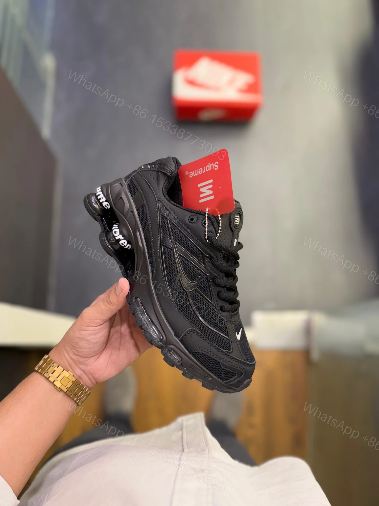 View 2 of FIRST COPY NIKE SHOX 2025 BLACK WHITE SUPREME