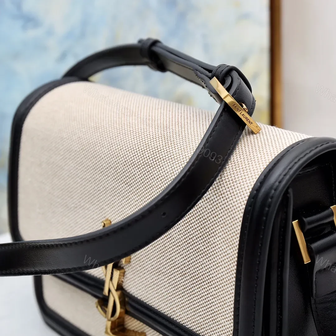 View 4 of SAINT LAURENT Solferino Medium Cotton And Leather Shoulder Bag