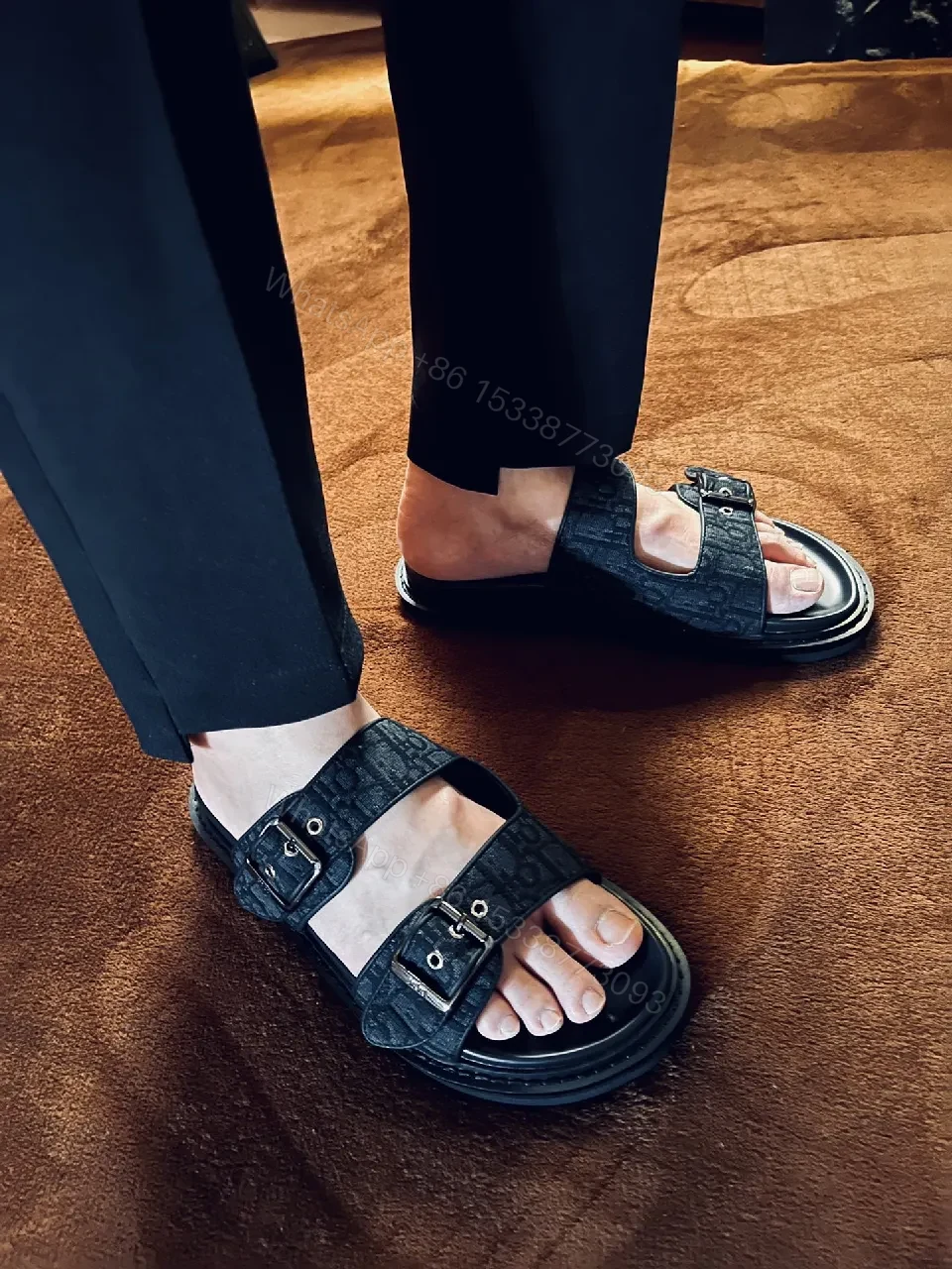 View 9 of Gold-Threaded Monogram Sandals: Effortless Luxe Footwear