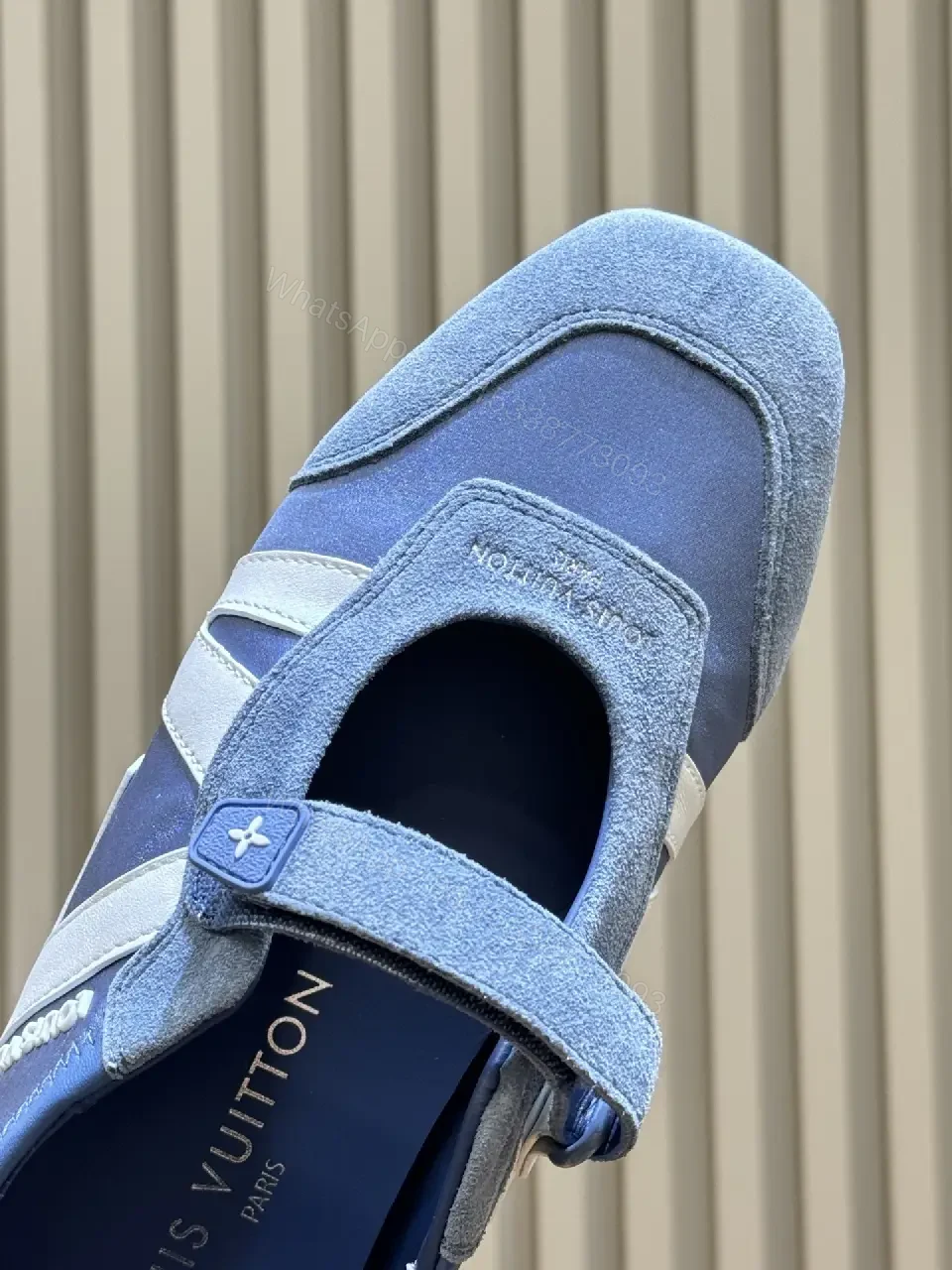 View 2 of Blue Suede High-Top Sneakers with Cushioned Comfort and Striking Straps