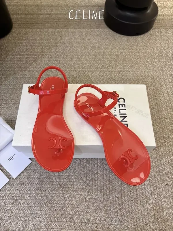Red Patent Jelly Sandals Celine Style Statement Feature Sandal Product — view 1