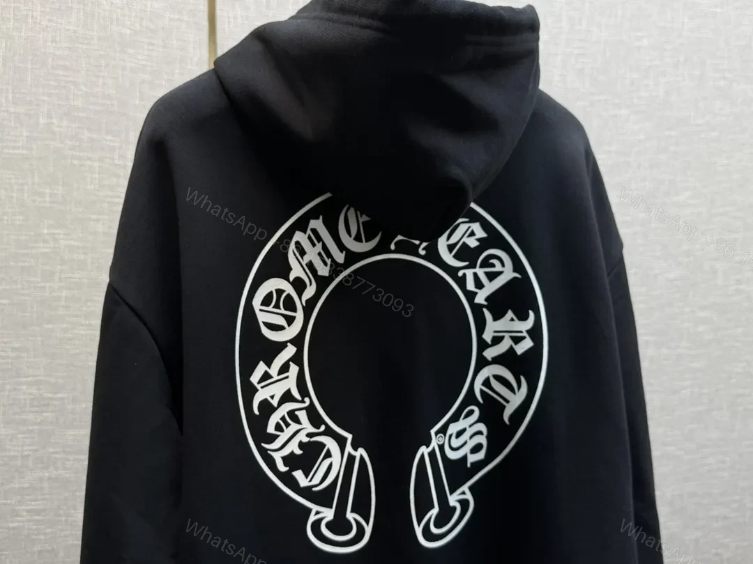View 9 of Premium Black Zip Hoodie with Ornate Sleeve Embellishments