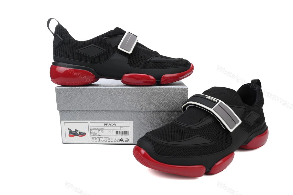 View 2 of Prada Cloudbust Velcro sneakers Black and Red