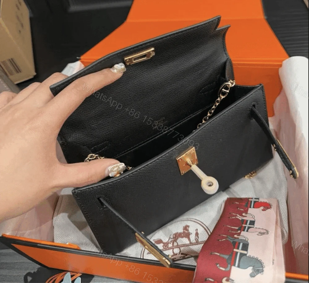 View 5 of Hermes Kelly Mini Epsom Handbag Black And Gold 20Cm