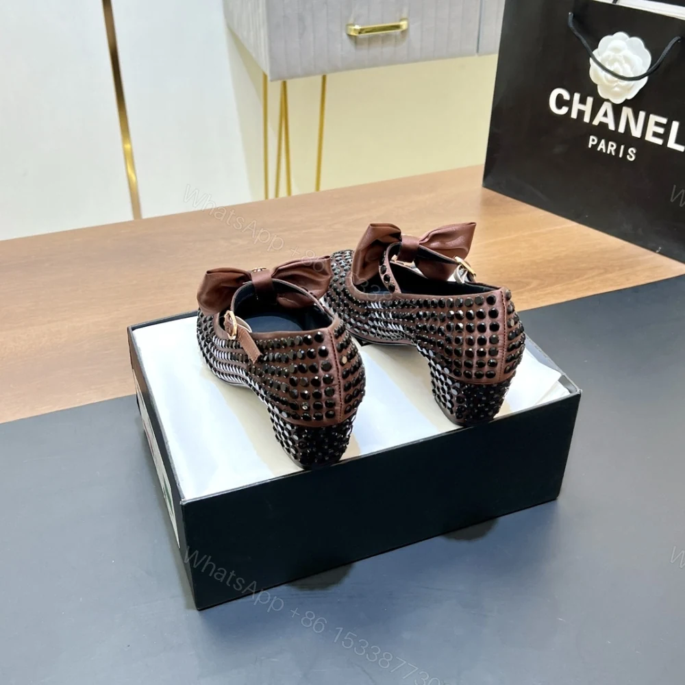 View 7 of 高仿Chanel*G45749D緞子水鑽圓頭單鞋玫瑰金4.5CM免檢版