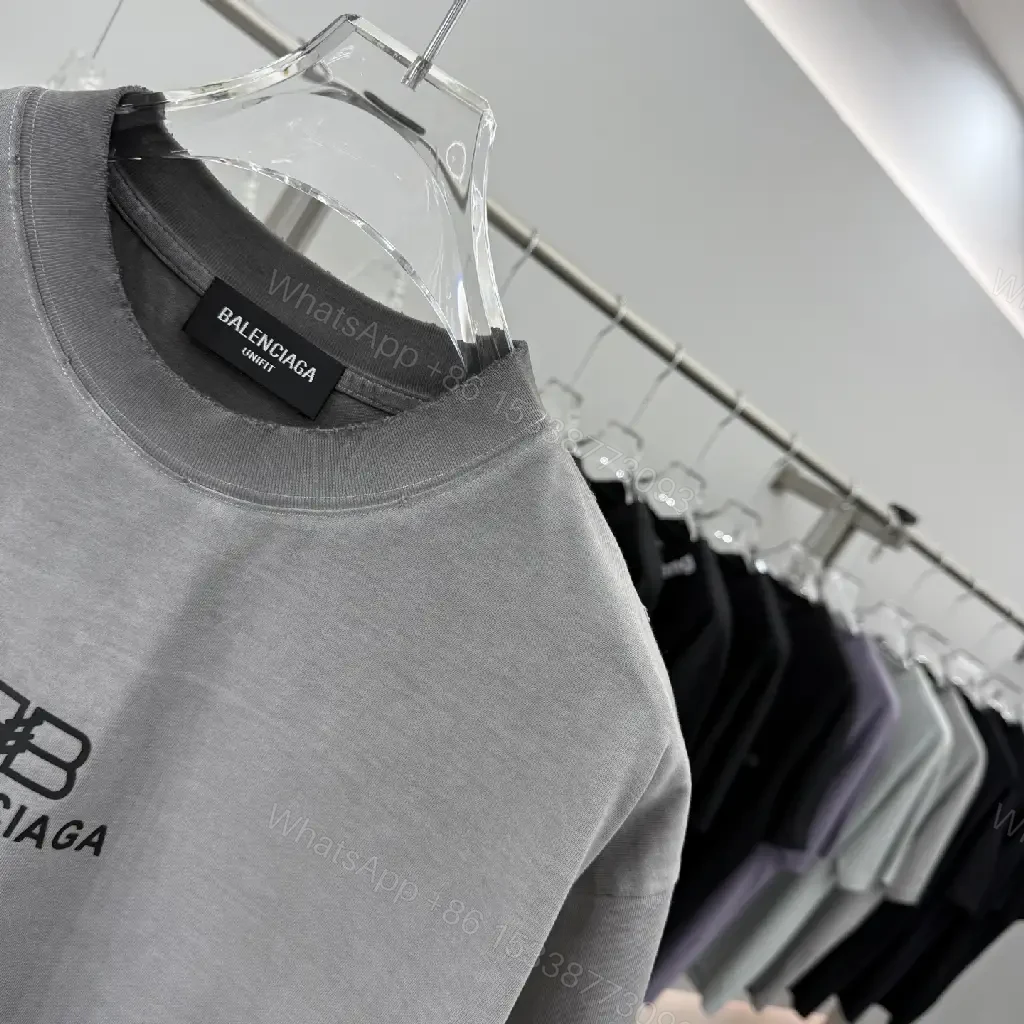View 4 of Grey + Cotton Blend + Minimalist + Logo-Detail + Tee