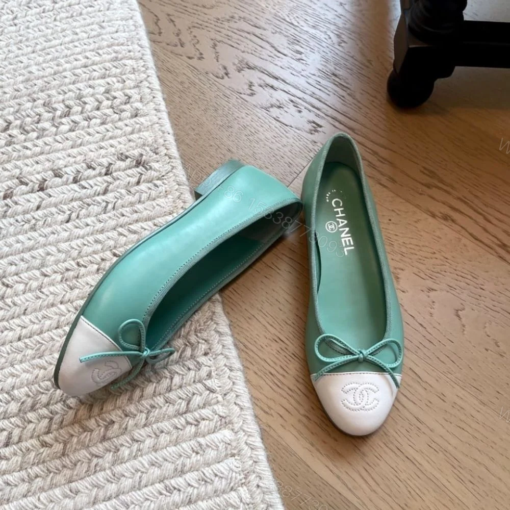 View 5 of Chanel Ballet Flats Light Green And White