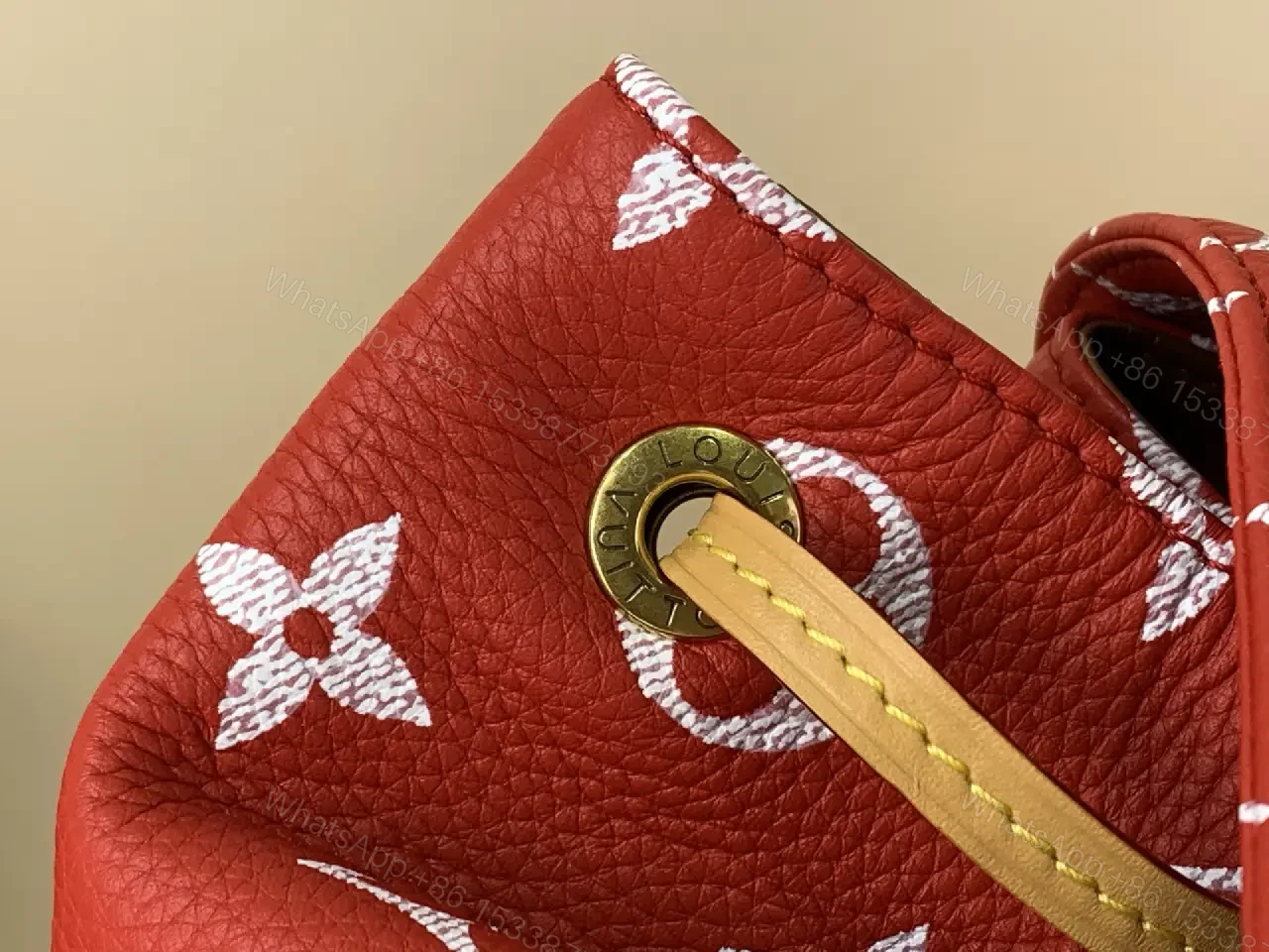 View 8 of Bold Red Monogram Backpack: Modern Everyday Luxury