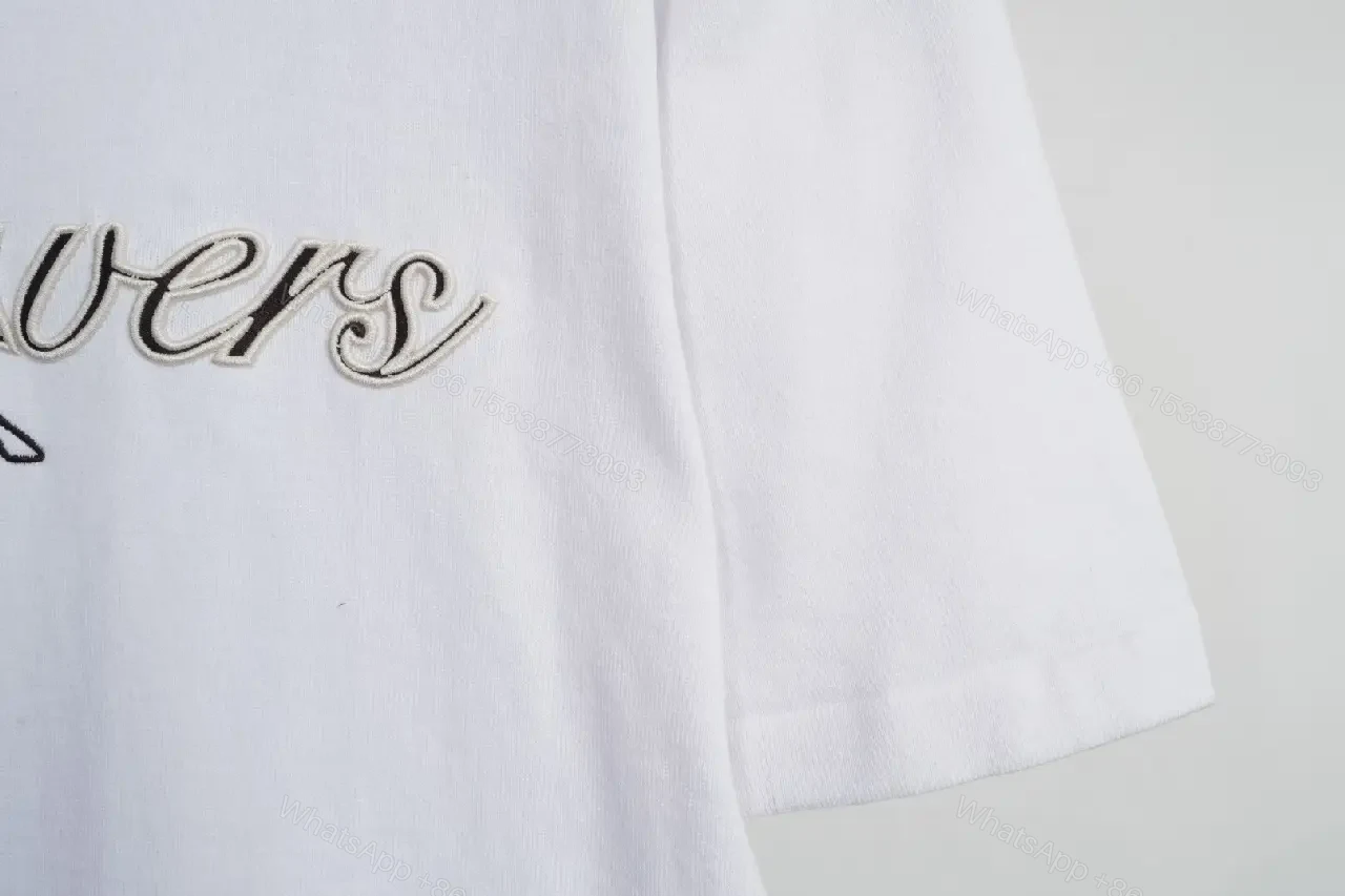 View 8 of White Cotton Tee + Embroidered Logo + Modern + Luxe Detailing + T-Shirt