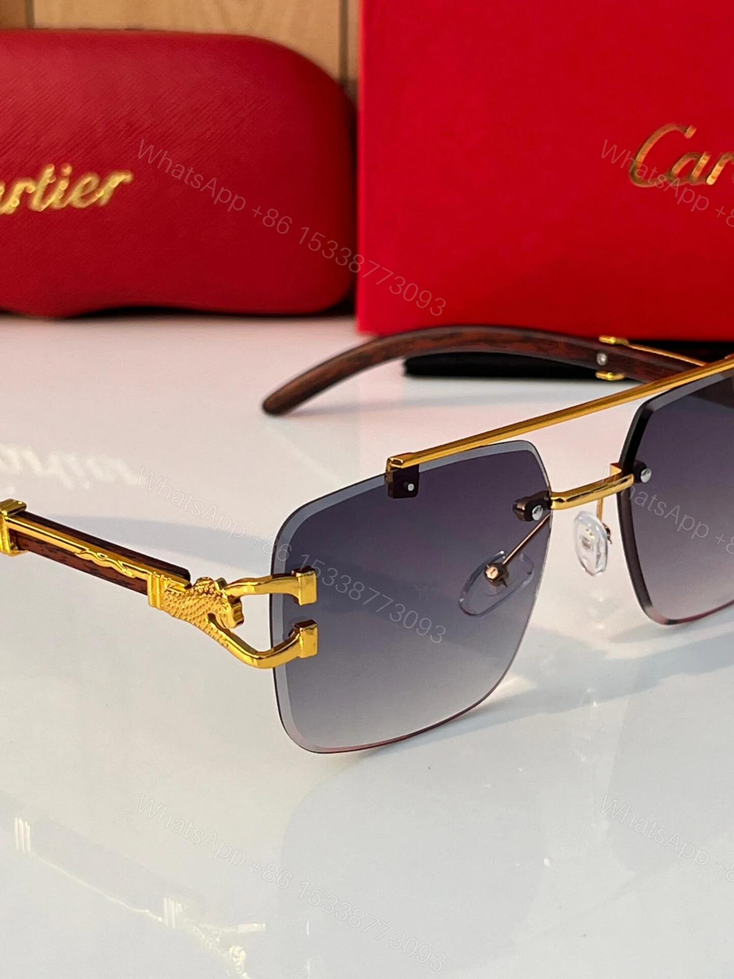 View 3 of Cartier Sunglasses Black-Grey