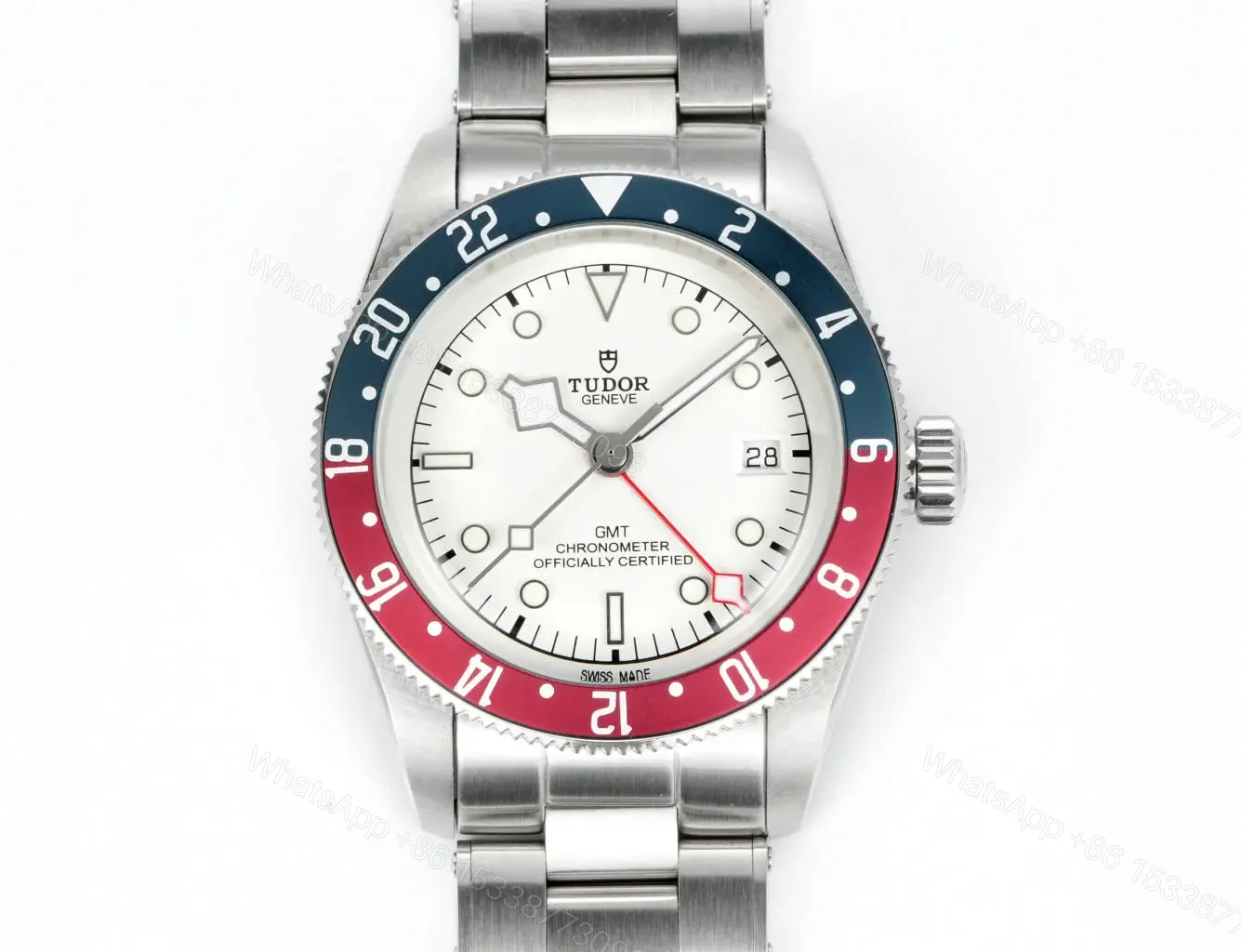 Tudor GMT Watch Black Bay Pepsi Bezel White Dial Steel Bracelet Premium 41MM TUD-GMT-BB-WHT-PEP-STL-41 — view 1