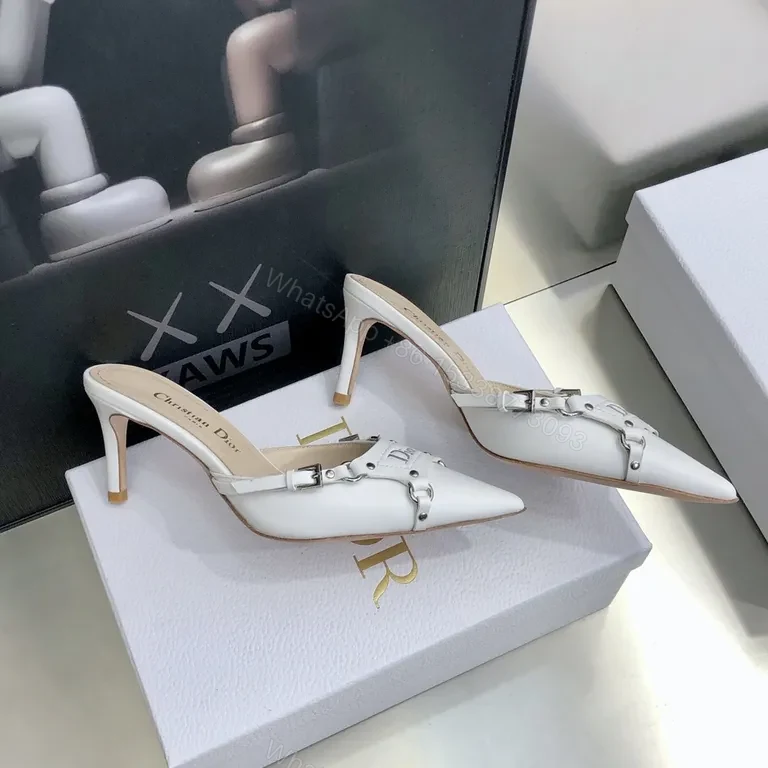 View 2 of Chic White Leather Mules â€” Strapped, Minimalist Elevation