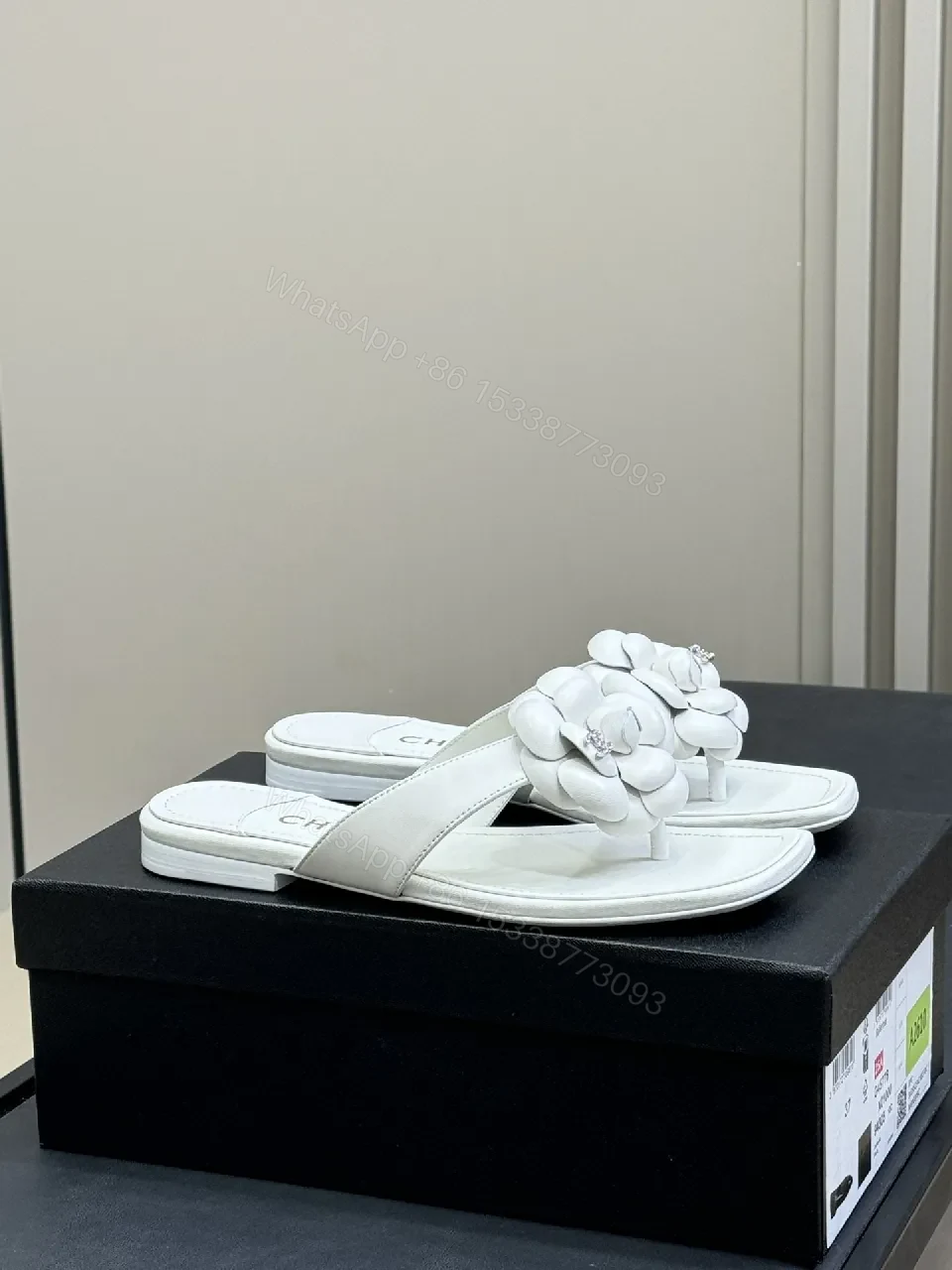 View 5 of White Floral-Detail Slide Sandals, Luxe Comfort