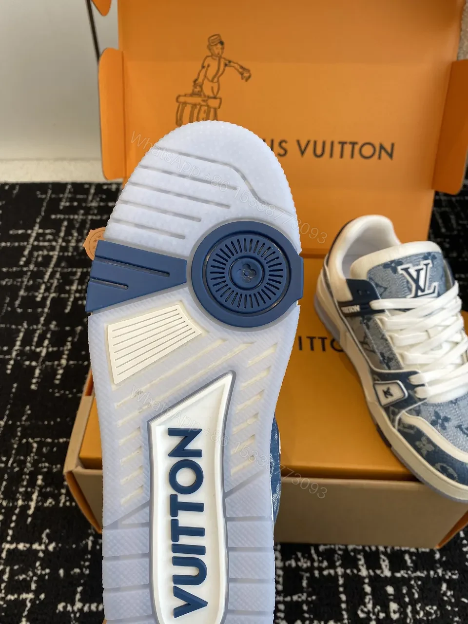 View 2 of Denim Luxe High-Tops: LV-Textured Comfort Sneakers