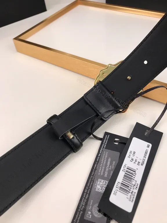 View 7 of Black Leather Belt with Gold Medusa Buckle - Lux, Versace-Inspired