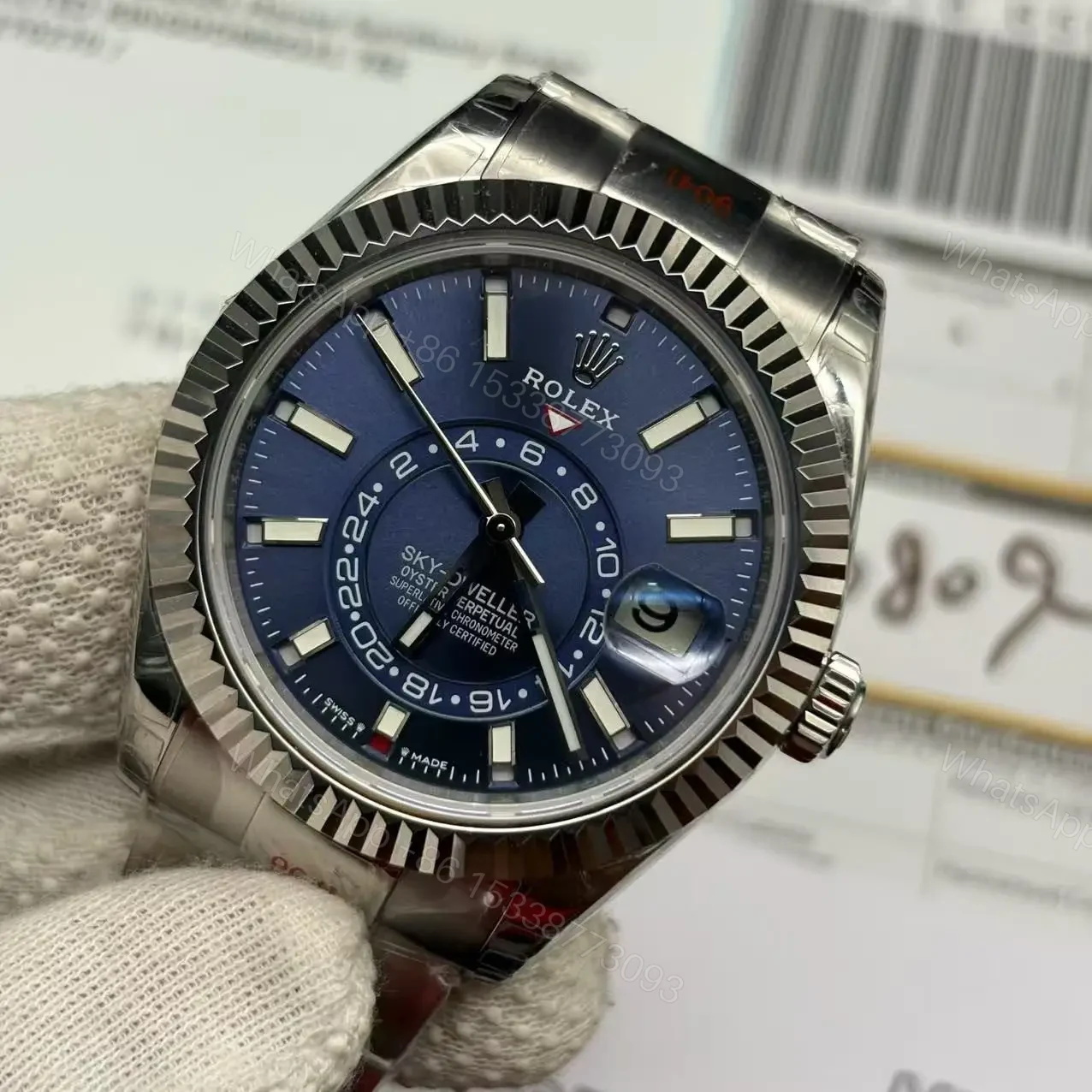 View 6 of Rolex Sky-Dweller Blue Dial Stainless Steel 326934-0003 Oyster Replica