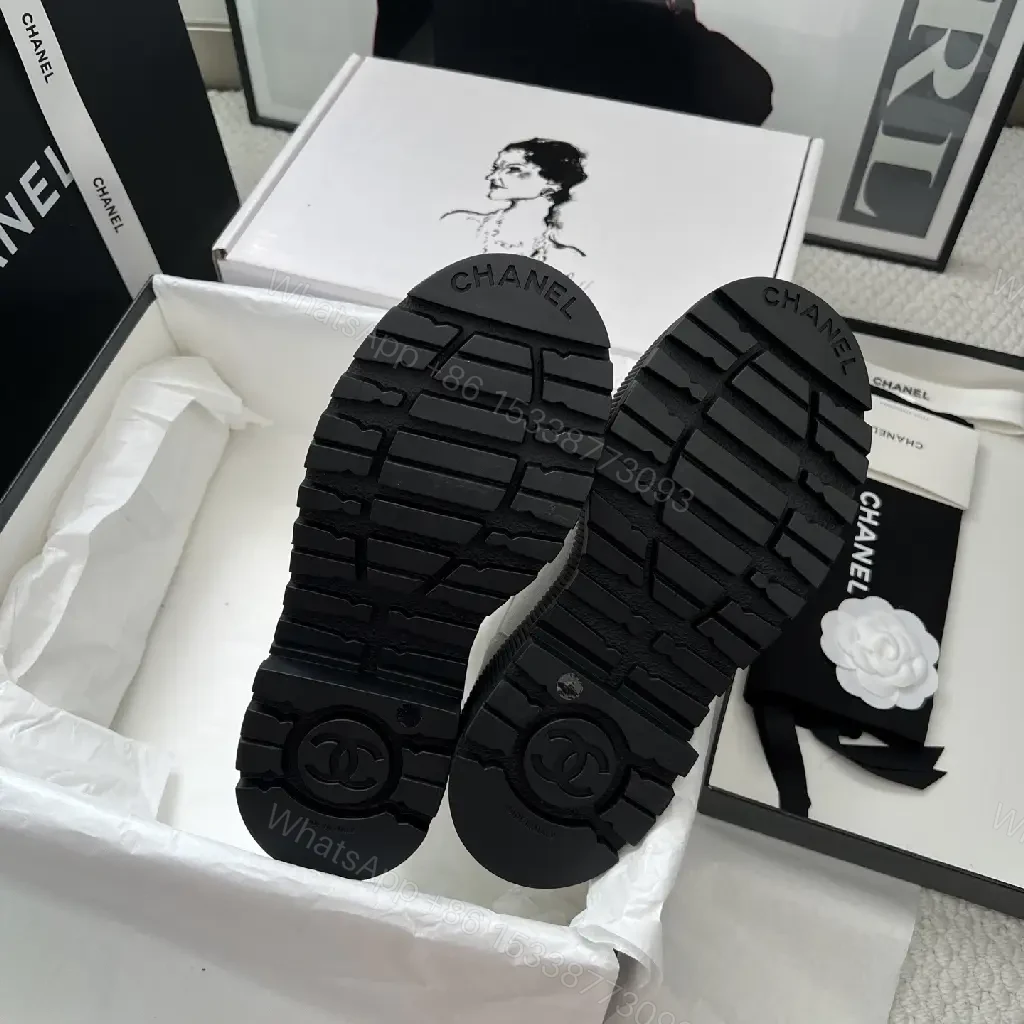 View 6 of Two-Tone Combat Boots: Luxe Urban High-Top with Logo Details