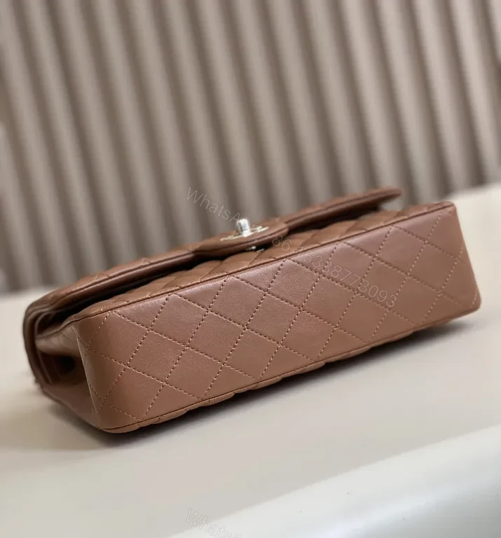 View 3 of Textured Quilted Saddle Bag with Signature Hardware - Brown Leather
