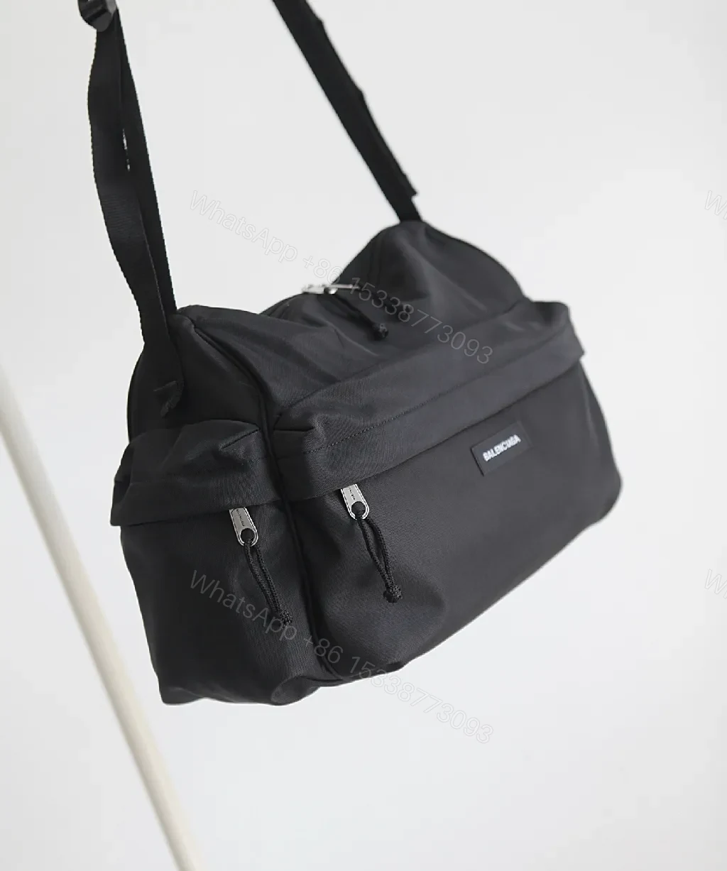 View 5 of Black Nylon Tote, Compact Utility, Minimalist Chic, Water-Resistant, Carryall