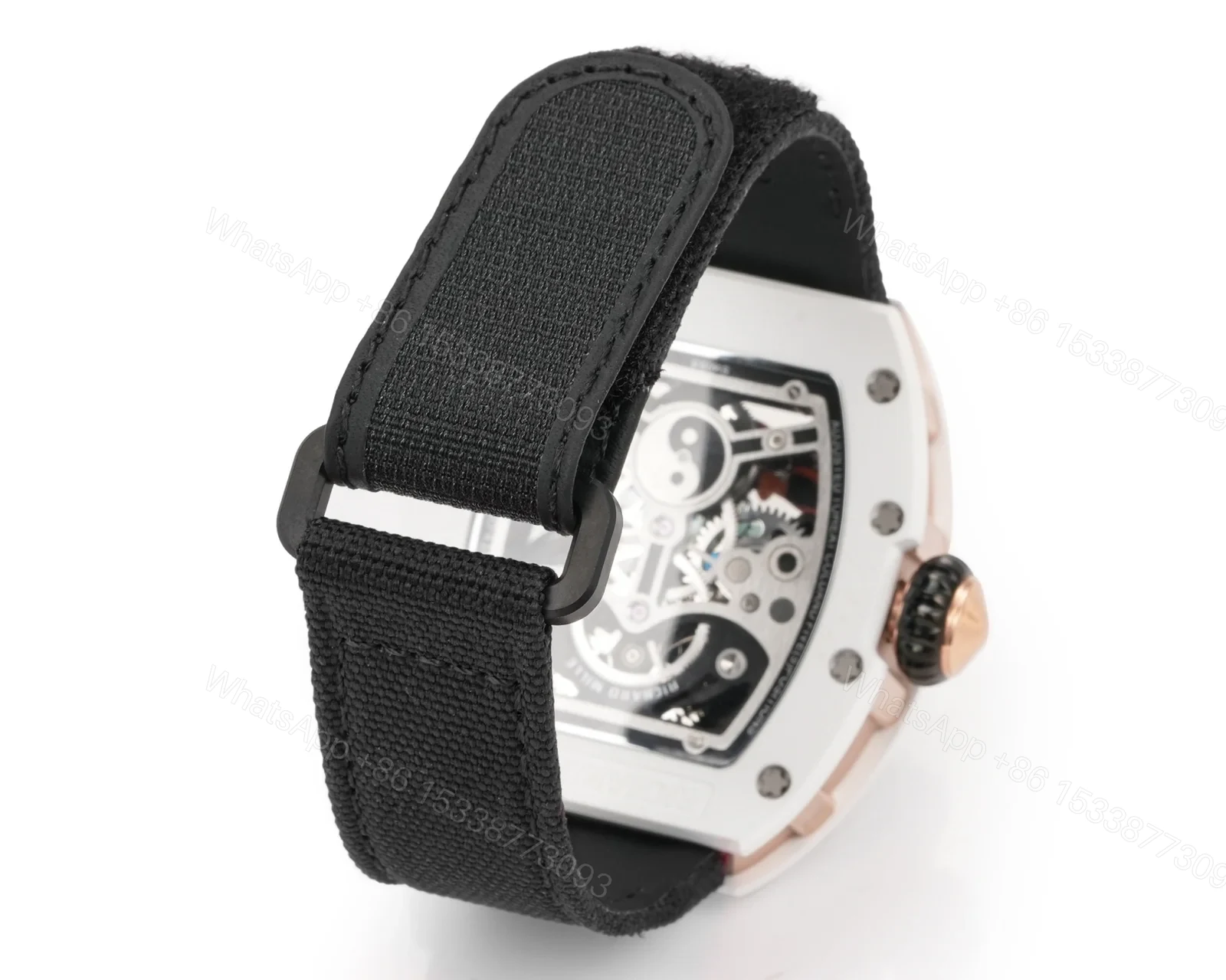 View 9 of Richard Mille RM S10 Koi Tourbillon Watch Black Strap Colorful Skeleton Dial Red Gold Diamond Koi Art Mechanical Edition RM-S10-KOI-BLS-CFD