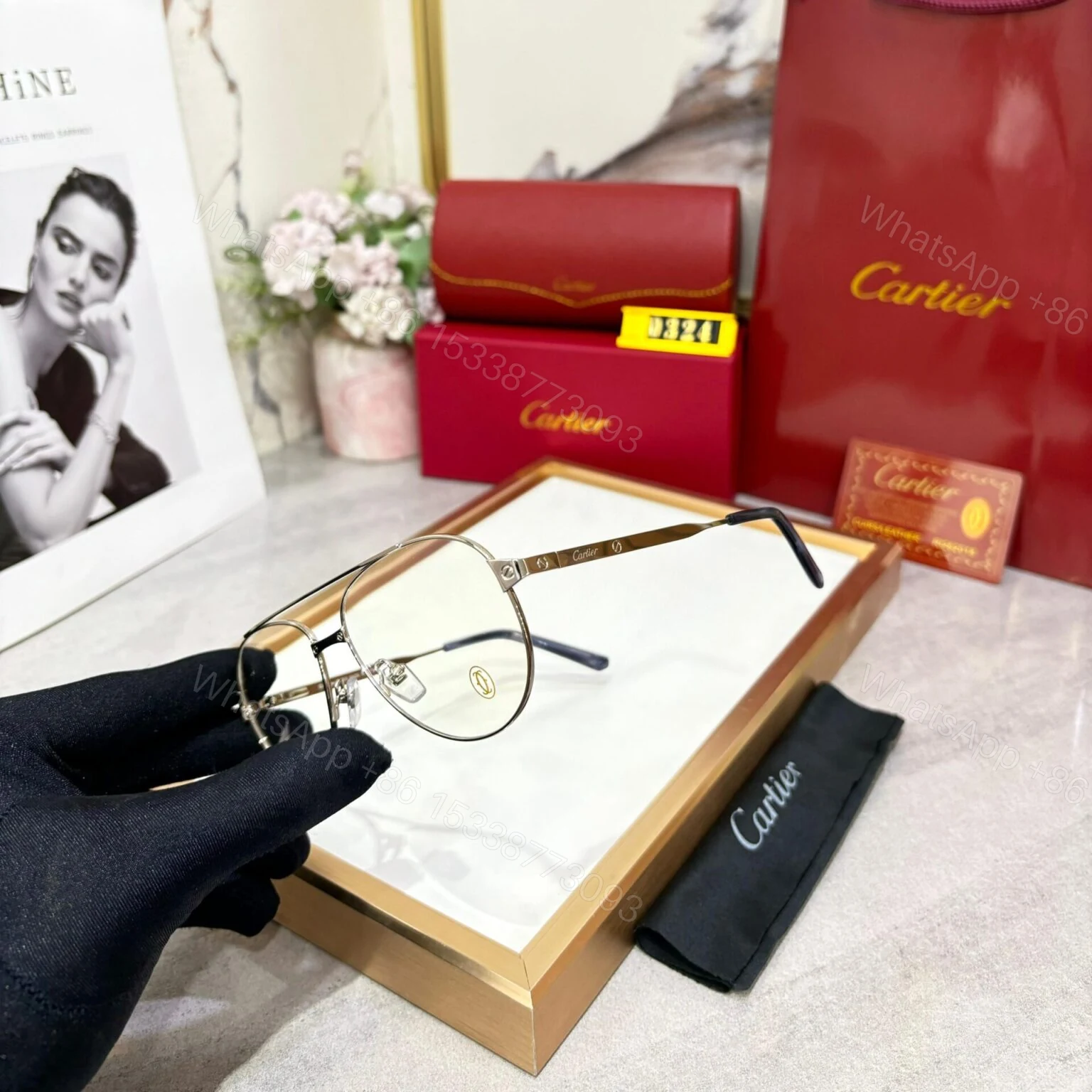 View 2 of Cartier Optical Frame C09E06-1 Black