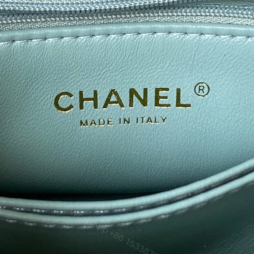 View 4 of Chanel Coco Pastel Blue Handbags With Lock Gold 24cm