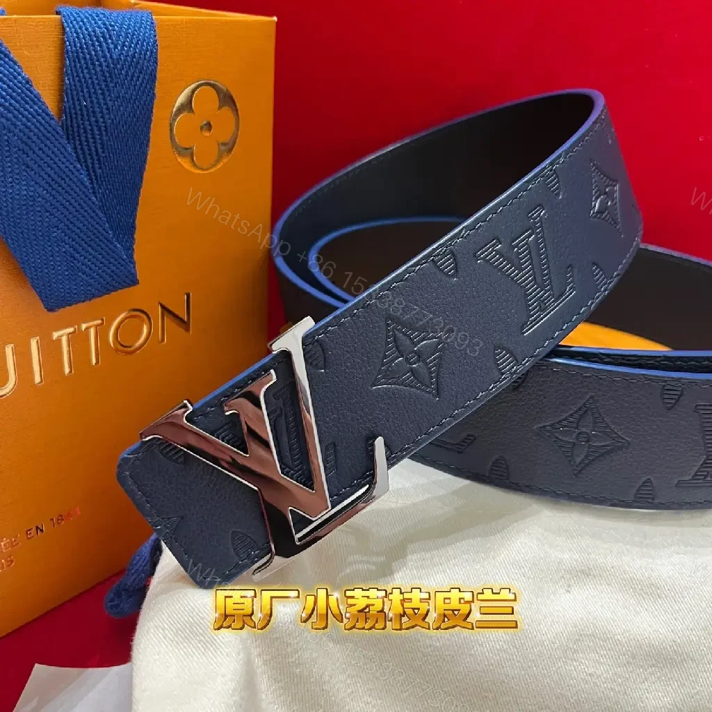 View 6 of Chic Monogram Leather Belt — Navy, Classic Modern Style, Durable