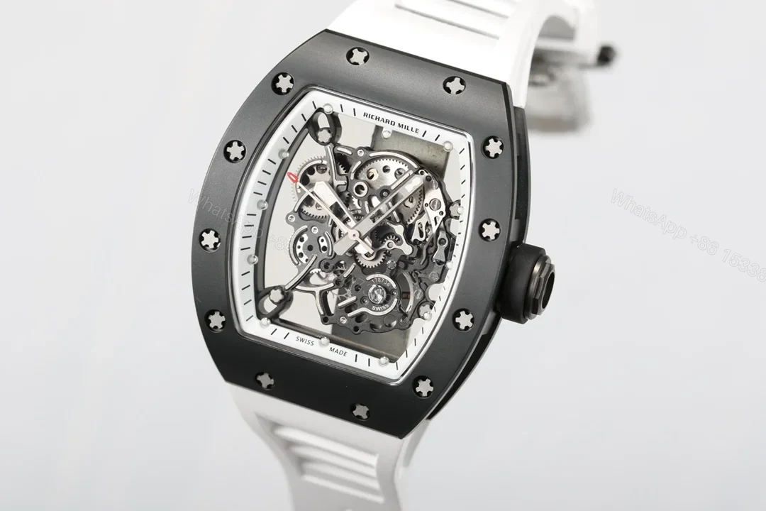 View 4 of Richard Mille RM055 Ceramic Watch White Black Ceramic Automatic Mechanical Luxury Sports Edition RM055-CER-2T