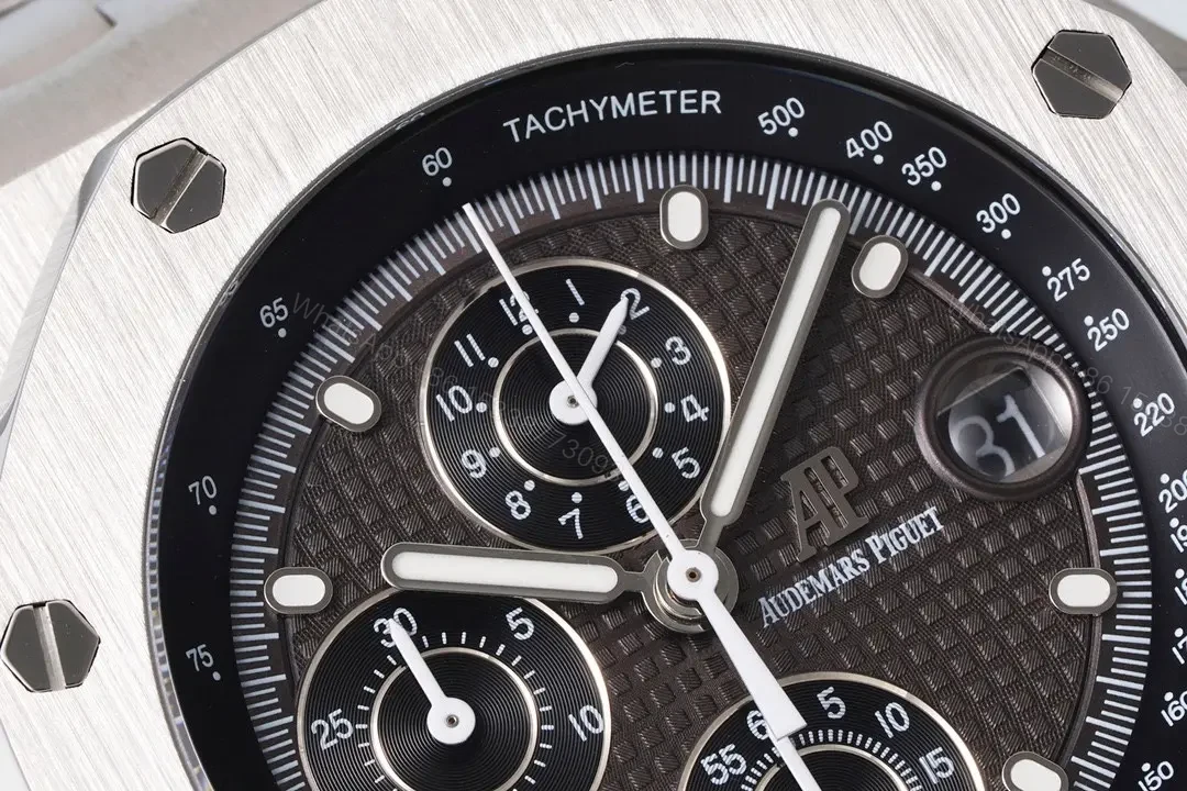 View 4 of JF Factory Audemars Piguet Royal Oak Offshore Stainless Steel Bracelet Watch with Black Dial and 4404 Chronograph Movement