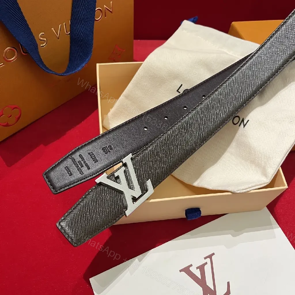 View 2 of Lux Black Leather Belt with LV Hardware - Elegant Daily Wear