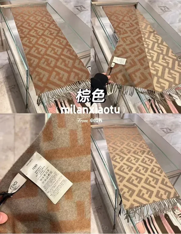 View 2 of Fendi Monogram Scarf: Lux Knit, Fringed Heritage Wrap