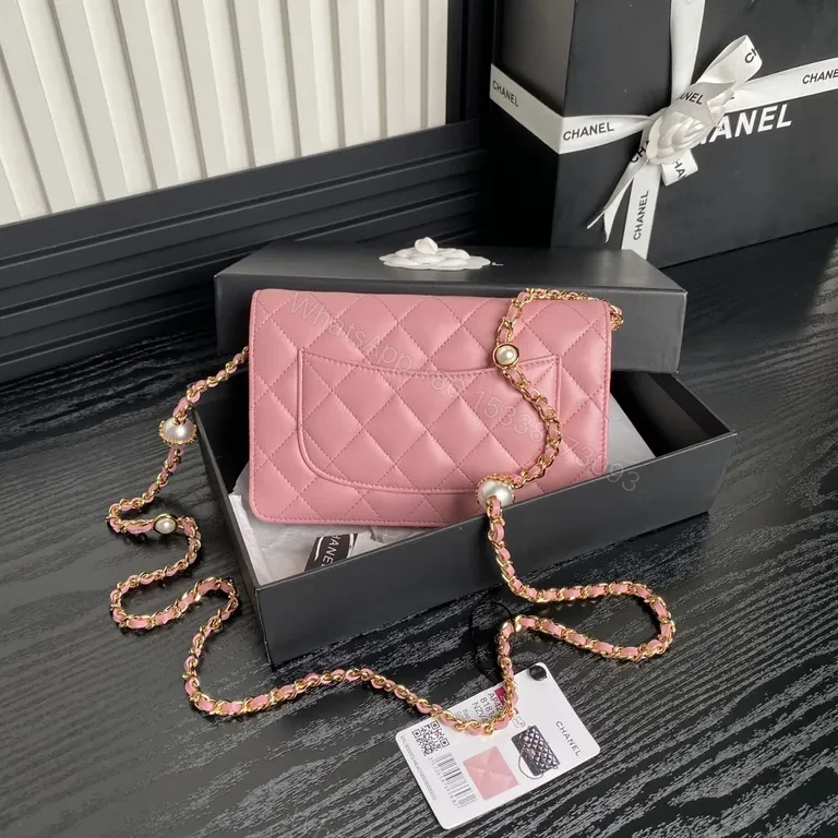 View 6 of Chic Pink Quilted Satchel with Gold Chain