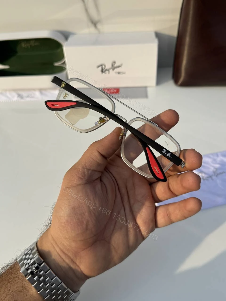 View 4 of First Copy RayBan 06 White Black Luxury Sunglasses Premium UV Protected Eyewear