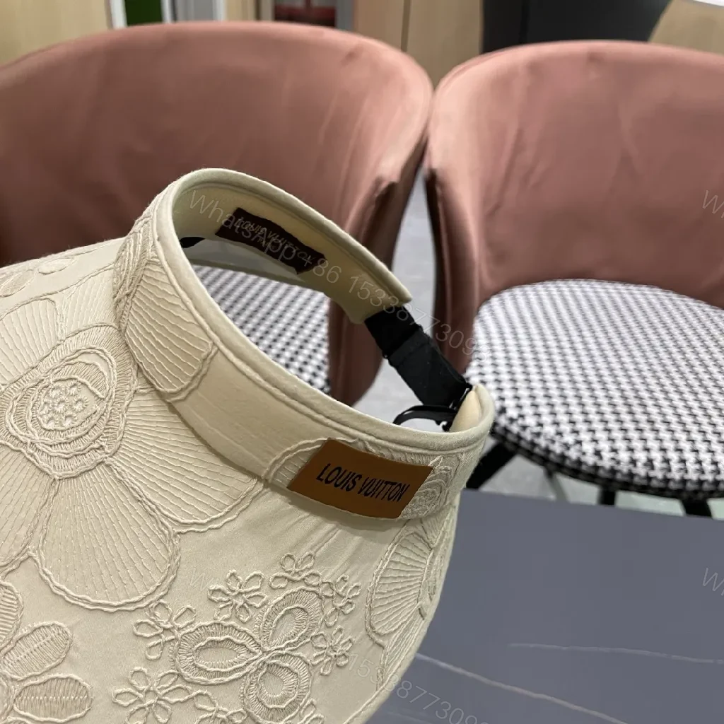 View 6 of Textured Embroidered Visor: Luxury Sun-Ready Accessory
