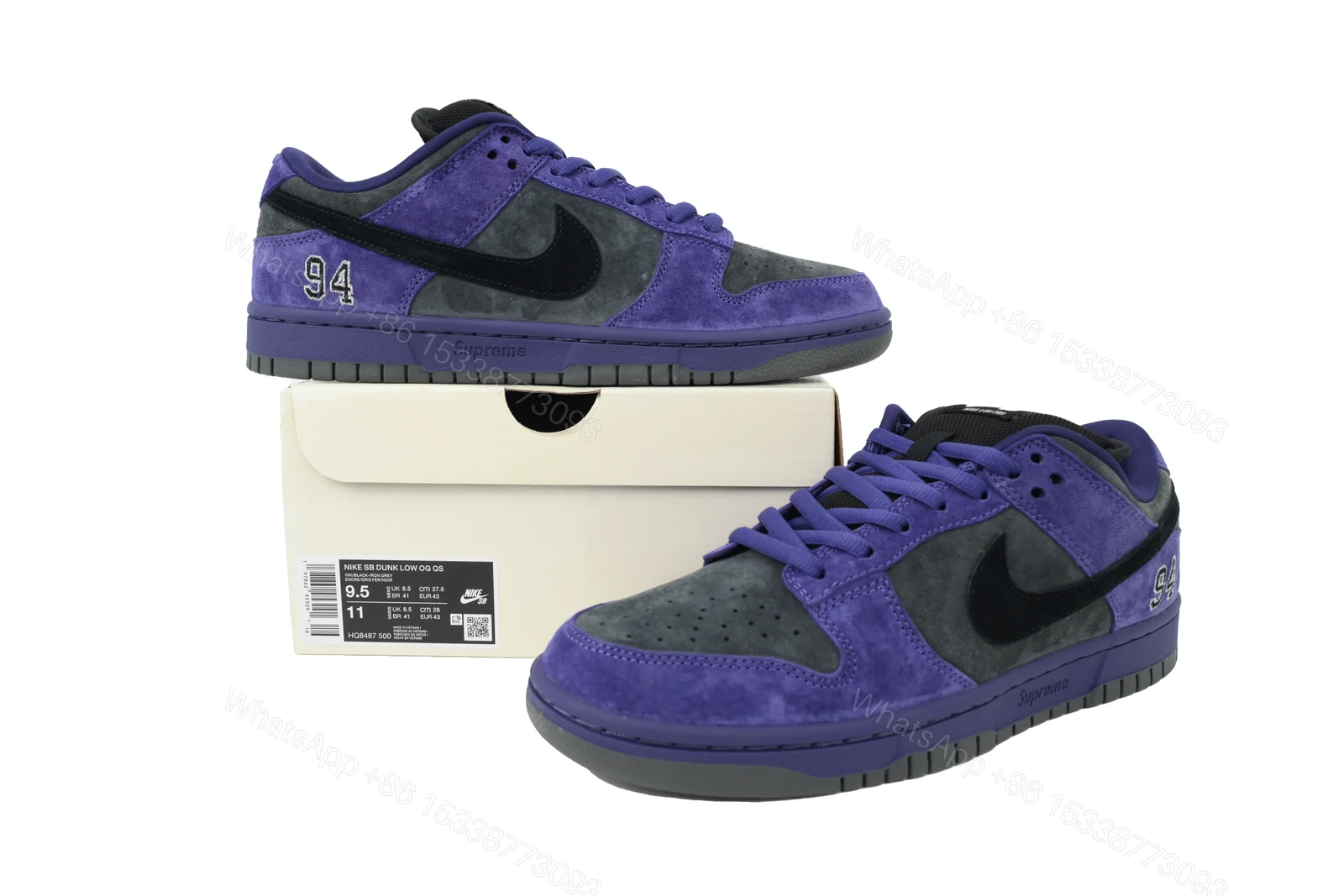 View 8 of Nike Supreme x Dunk Low SB 'Ink' HQ8487-500
