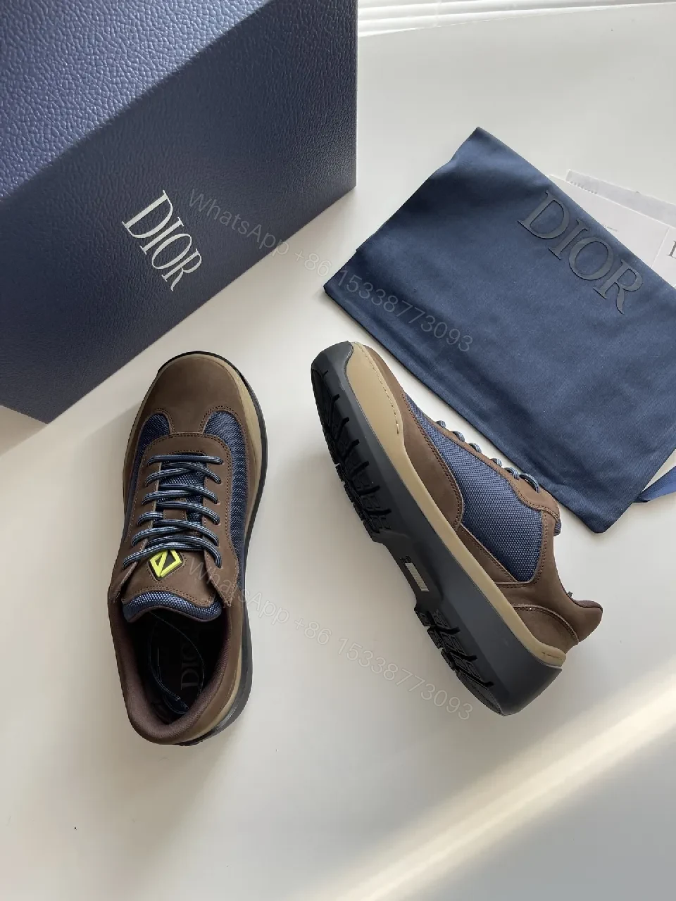 View 7 of Brown Suede & Navy Mesh High-Tops: Modern Contrast Sneakers