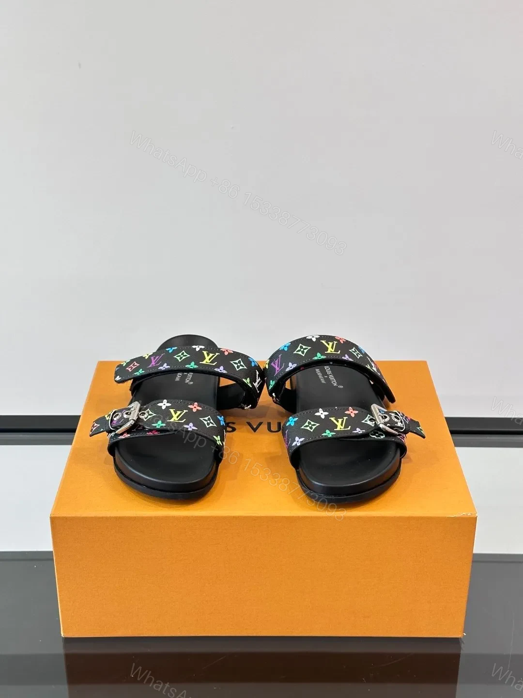 LV Men Black Multicolor Canvas Straps Sandals — view 1