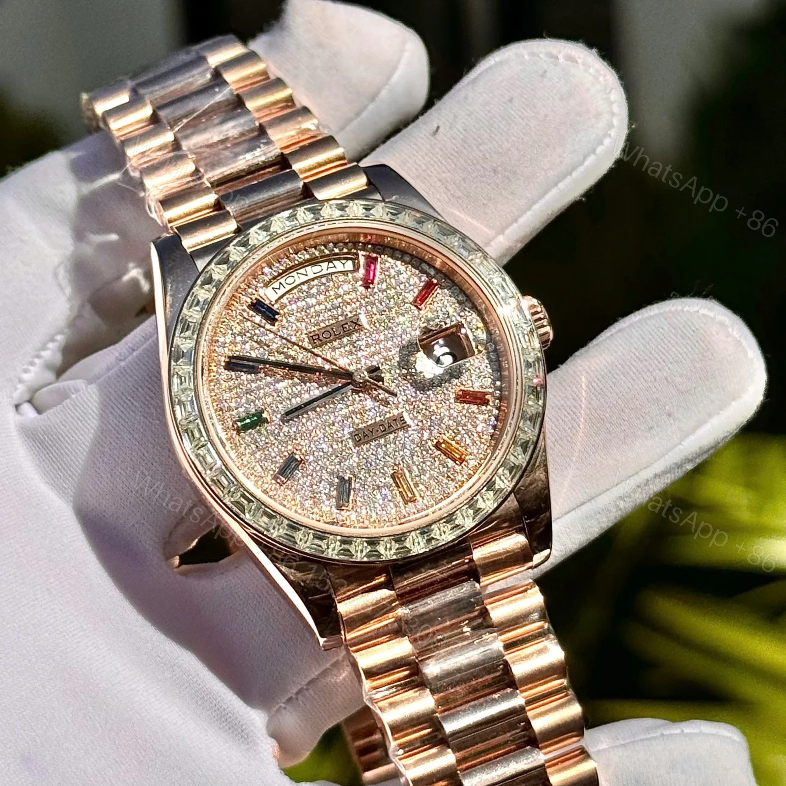 View 4 of Superclone Rolex Day-Date Diamond-Paved Dial 128395tbr-0008 36 mm